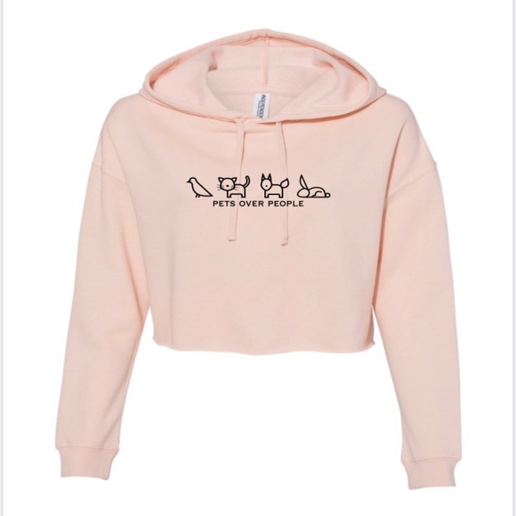 Sweaters - PETS OVER PEOPLE Cropped Hooded Sweatshirt